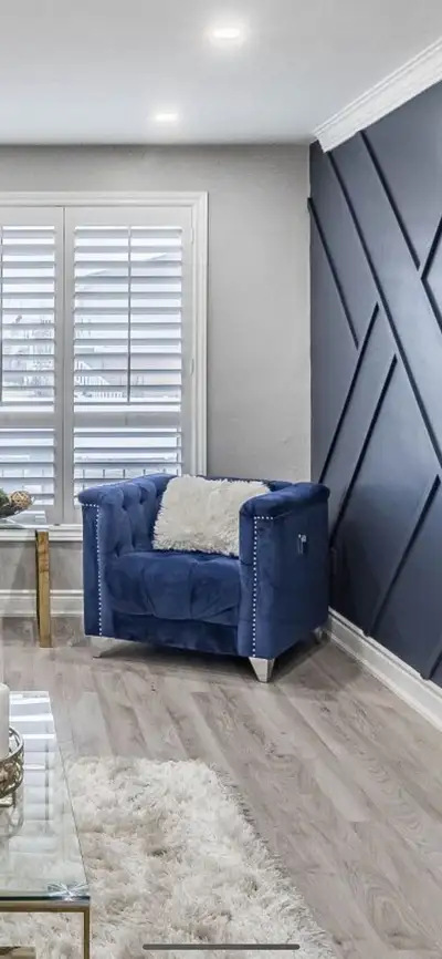 Velvet Accent Chairs- Blue & Silver