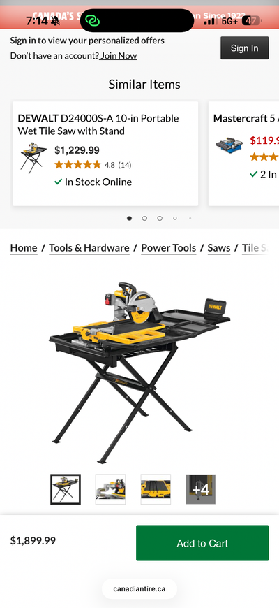 Selling ten inch dewalt tile wet saw, View more
