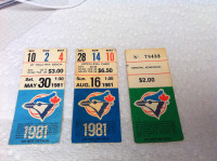 3 - TORONTO BLUE JAYS ticket stubs and  1 Schedule 1981