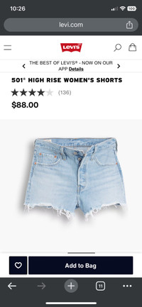 New With Tags.  Levi’s premium jeans shorts store $99.44 