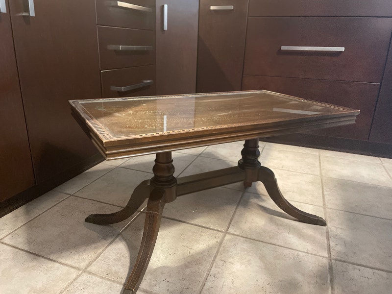 Vintage Duncan Phyfe glass top coffee table Coffee Tables Brantford