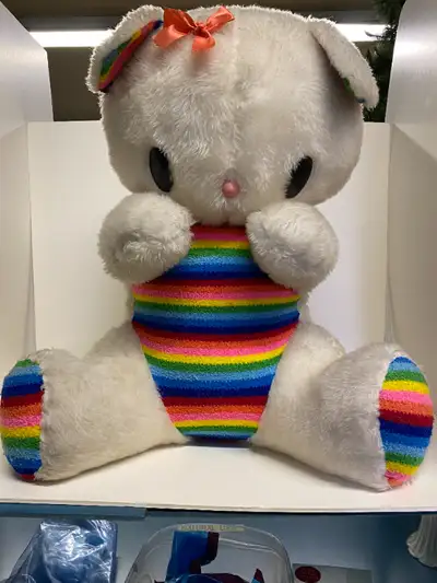 Vintage 1980s Rainbow Kitty Large Plush Toy, View more