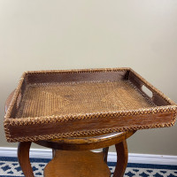 Large Vintage Basketweave Serving Tray