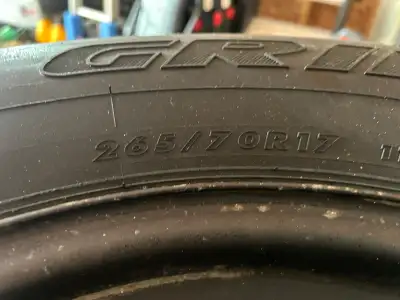 Almost new 265/70R17, on Ford F150 6 Bolt wheels. Off a 2012.