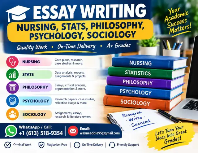 ESSAY WRITING NURSING,STATS, PHILOSOPHY, PSYCHOLOGY, SOCIOLOGY
