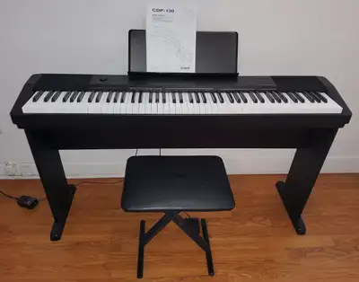 DIGITAL PIANO Casio CDP-130 w stand, bench, books, dustcover, View more