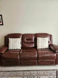 LEATHER DOUBLE RECLINER SOFA