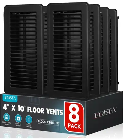 Floor Register 4x10, 8 Pack Black Vent Covers for Home Floor,Hea, View more
