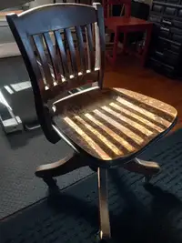 Vintage Wooden Office Chair: Swivel and Tilt Back