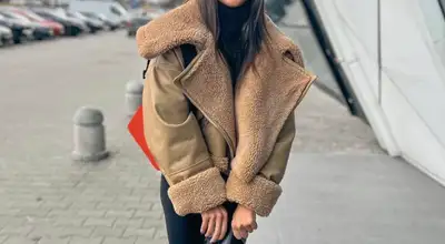 Women's Faux Leather Shearling Jacket, View more