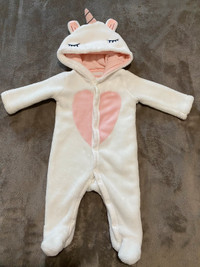 Infant Unicorn Hooded Plush Jumpsuit - $8