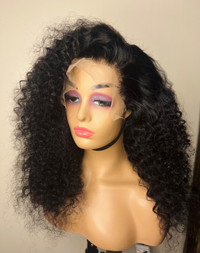 Full frontal Ocean waves human hair curly wig for sell 