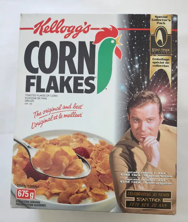 STAR TREK Captain Kirk Kellogg’s Corn Flakes Cereal Box in Arts & Collectibles in Kitchener / Waterloo - Image 2