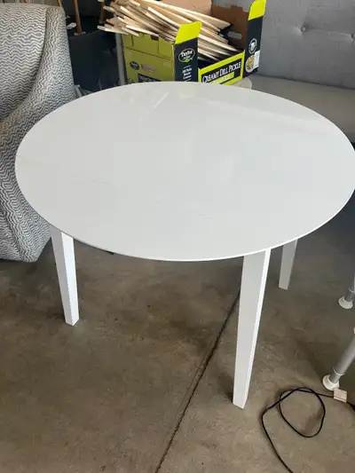 Table is 35 1/2” diameter, height 29” 23 1/2” with sides down Chairs have measurements in pictures....