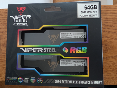GAMING -64GB-Patriot Viper Steel RGB DDR4 RAM 64GB(2X32GB) 3600, View more