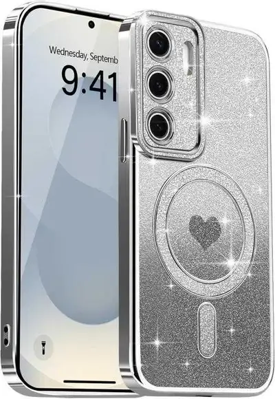 Samsung Galaxy S25 Case Glitter Cute Love Heart Plating Luxury , View more
