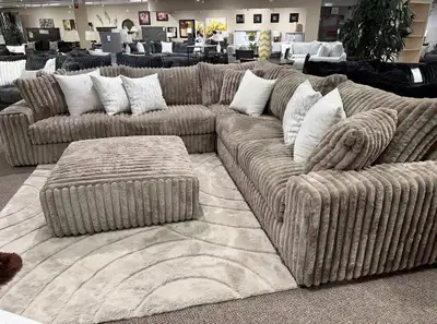 6 Seater Beautiful Corduroy Sectional Sofa with Exclusive Design, View more