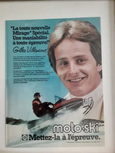 Super belle publicite de Ski-Doo du pilote de coureur de F1 Quebecois....GILLES VILLENEUVE.....de Bo...