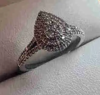 Size 7-7.5 10 k white gold diamond ring Natural diamonds