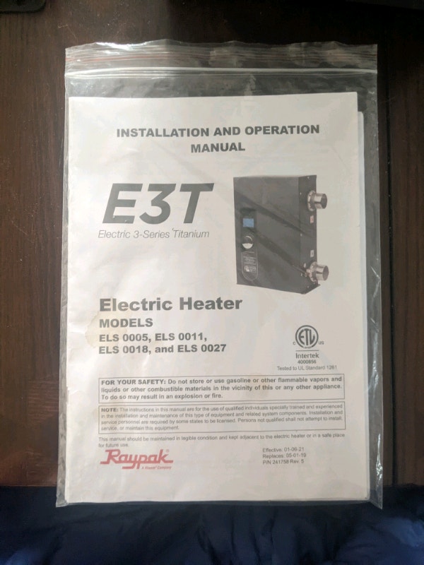 Raypak 5.5kW Electric Digital Titanium Pool and Spa Heater Hot Tubs