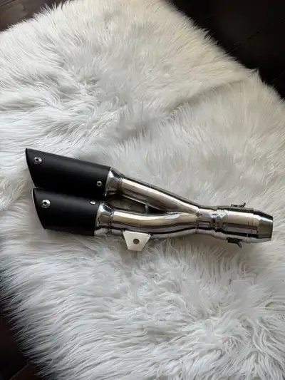 Motorcycle Exhaust Pipe 51mm Universal Motorcycle Double Down Exhaust Muffler Pipe Escape With Db Ki...