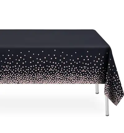 4 Pack Black and Silver Polka Dot Tablecloth, View more