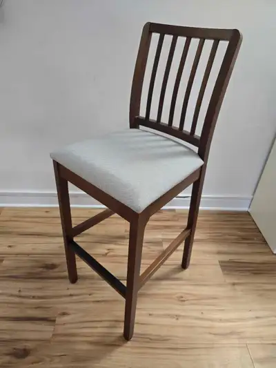 IKEA EKEDALEN Bar stool with backrest, dark brown/Orrsta light gray, 75 cm (29 1/2") Barely used. Li...
