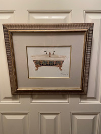 VINTAGE GOLD FRAMED PRINT - VICTORIAN BATHTUB