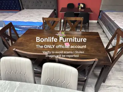 7pc wooden dining table set, View more