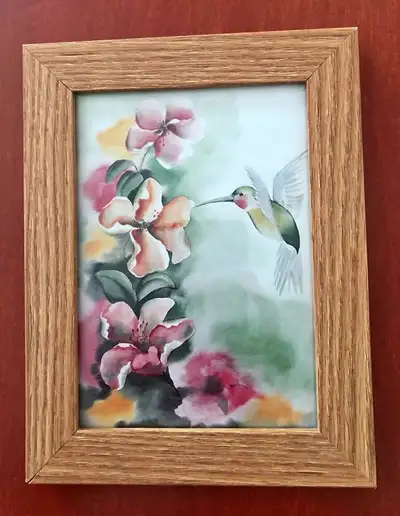 5"x 7" Oak Framed Hummingbird in excellent condition. $3., View more