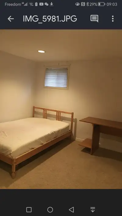 Room in basement for rent near Seneca College. Shared bathroom with one roommate and kitchen shared...