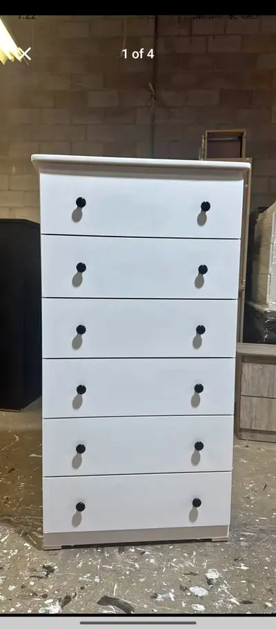 New White 6-Drawer Dresser – Modern Wooden Chest, View more