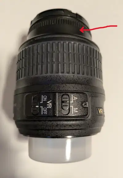 NIKON DX AF-S 18-55 VR - SEE PICS -WORKS BUT LOOSE FRONT ELEMENT, View more