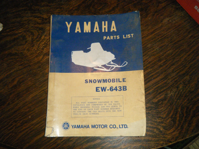Yamaha EW-643B Snowmobile Parts List Manual in Other in Oakville / Halton Region