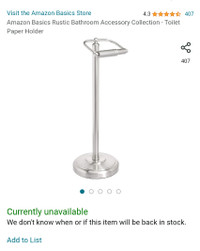 Amazon Basics Silver Toilet Paper Holder/Stand