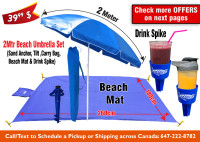 Beach Umbrella Carry Bag Anchor Tilt Mat Drink Spike Towel Hook