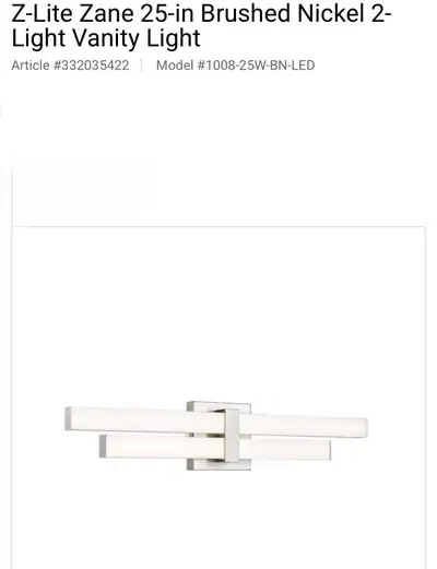 Brand new in box. This 2 light vanity light is crafted from aluminum and has a frosted shade. More s...