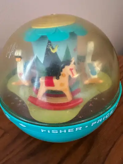 Vintage Fisher Price Roly Poly Chime Ball -4 rocking animals , View more