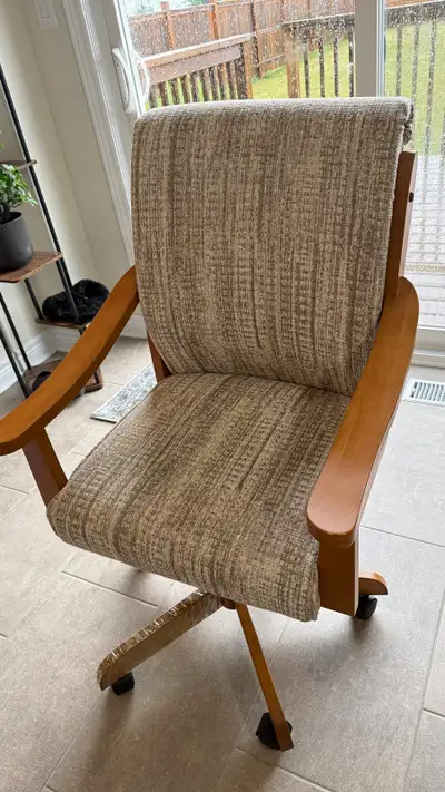 Wooden Swivel Office Chair with Fabric Upholstery, View more
