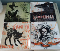 Set of 4 vintage Halloween square appetizer plates DWS / MWS