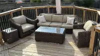 Wicker Outdoor Sofa, Chairs, Coffee and End Table for Sale