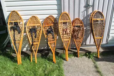 For Sale:  6 Pair Wooden Snowshoes. Old School, View more