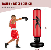NEW - Inflatable 63" Punching Bag with Air Pump (Red)