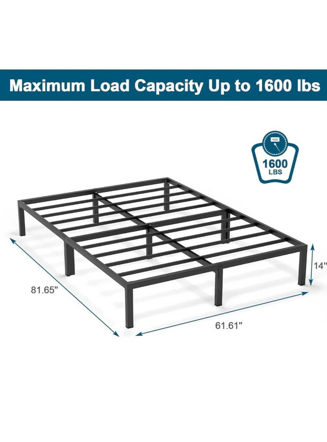 *BRAND NEW* Mr IRONSTONE Queen Bed Frame, 14 Inch Metal Platform in Home Décor & Accents in Mississauga / Peel Region