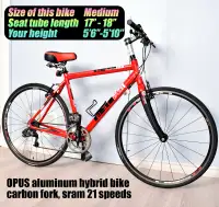 OPUS aluminum hybrid bike, carbon fork, 21 speeds