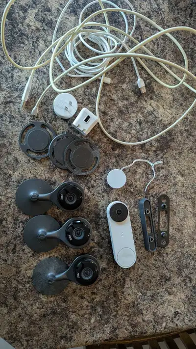 3 Nest Cameras + Nest Doorbell Camera, View more