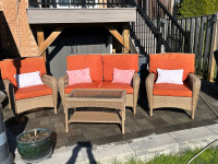 Patio conversation set, resin wicker 