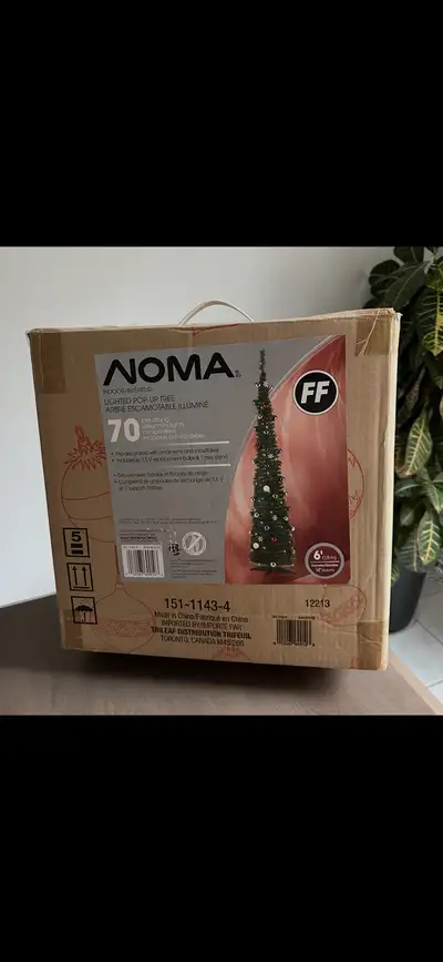 PRELIT PRE DECORATED INDOOR POP-UP PENCIL CHRISTMAS TREE 6 Feet, View more