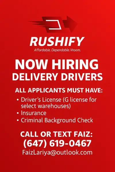 Hiring Delivery Drivers, View more