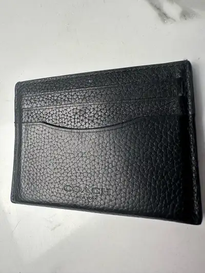 Coach Pebbled Leather Flat Card Case – Black, View more